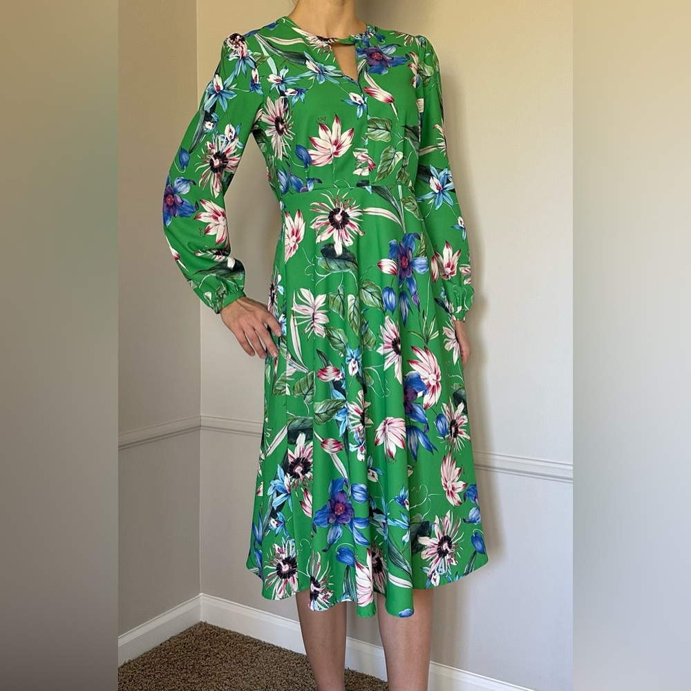 Floral Long Sleeve A-Line Dress - H&M